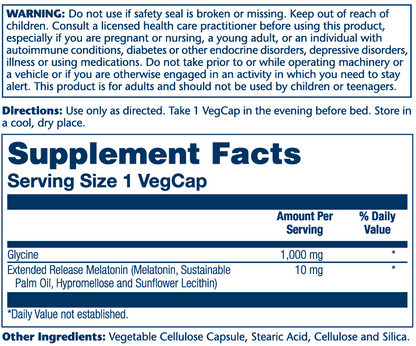 Solaray Extended Release Melatonin W/glycine 100 Caps