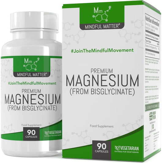 Mindful Matter Premium Magnesium Bisglycinate – High Absorption | 90 Vegetarian Capsules