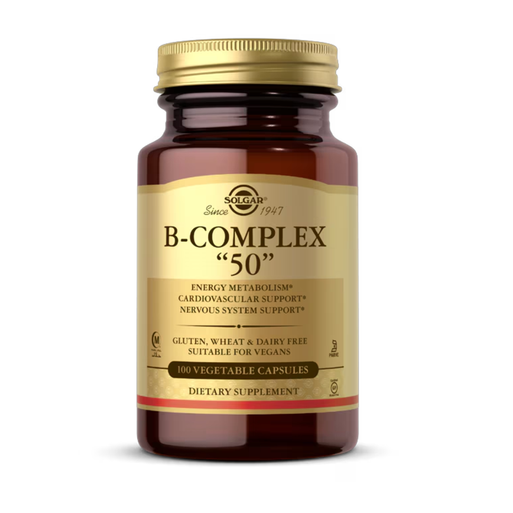 Solgar B-Complex "50" – Energy, Cardiovascular & Nervous System Support | 100 Vegan Capsules