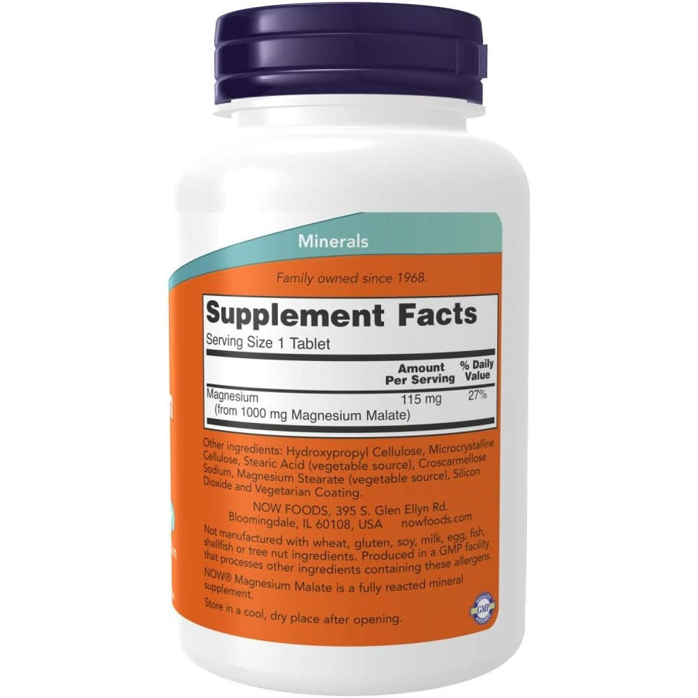 NOW Magnesium Malate 1000mg - Nervous System & Energy Support