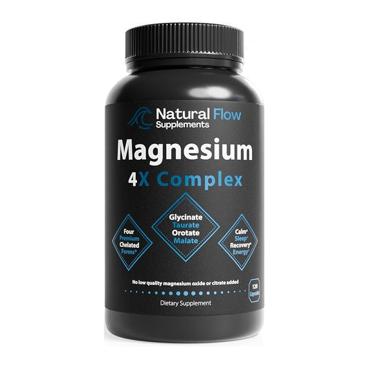 Natural Flow 4X Magnesium Complex-Magnesium Glycinate 120 Capsules