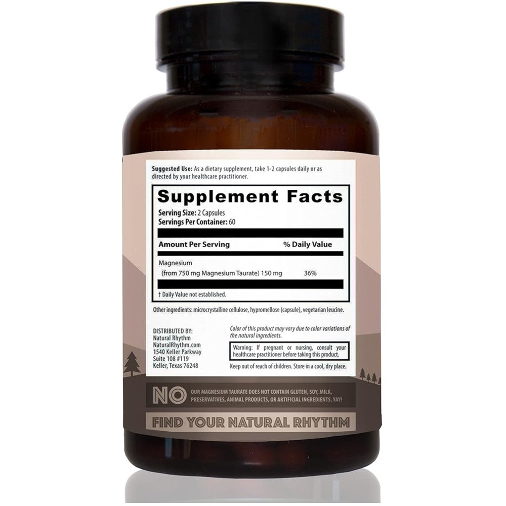 Natural Rhythm Magnesium Taurate 750mg – 120 Capsules