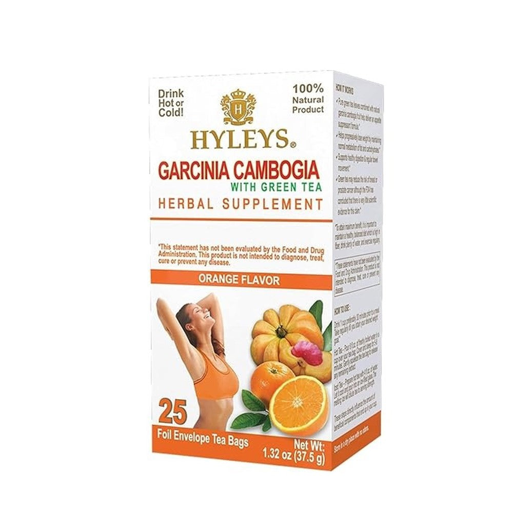 Hyleys 100% Natural Garcinia Cambogia with Green Tea – Herbal Supplement | Orange Flavor | Enjoy Hot or Cold