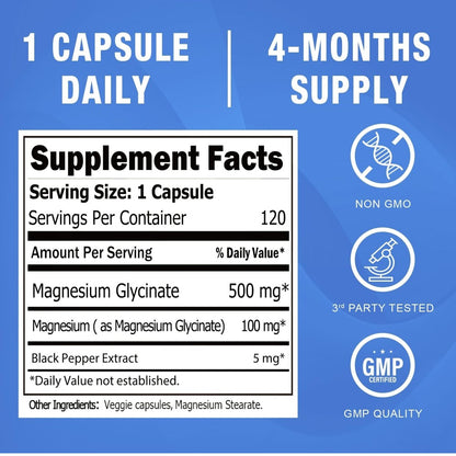 Nature Aurora Magnesium Glycinate 500mg - For Muscle & Bone Health