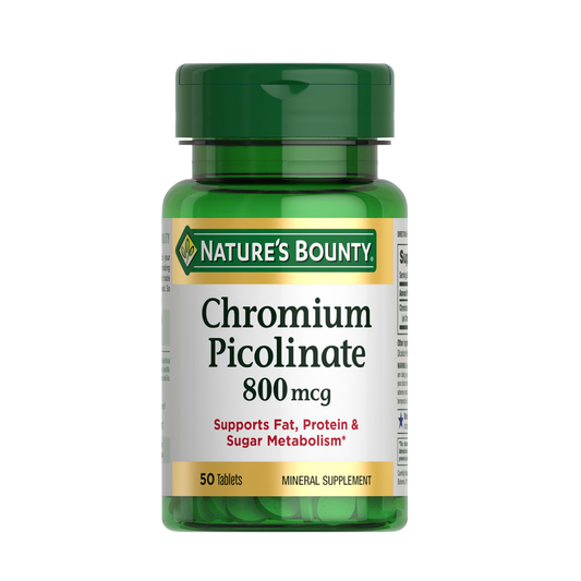 Nature's Bounty Chromium Picolinate 800mcg – Supports Fat, Protein & Sugar Metabolism