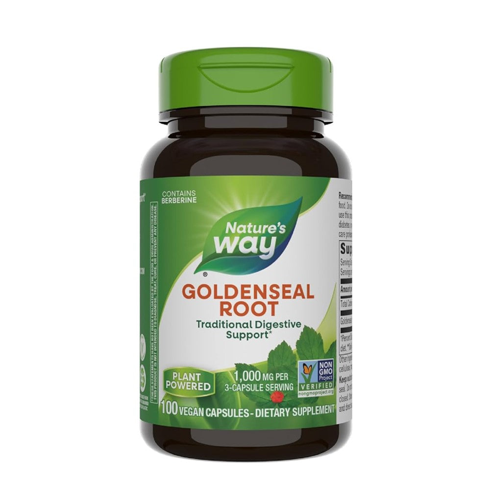 Nature's Way Goldenseal Root – 1000mg Traditional Digestive Support | 100 Vegan Capsules, Non-GMO