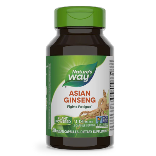 Nature's Way Asian Ginseng – 1,120mg High-Potency Energy & Vitality Support | 100 Vegan Capsules