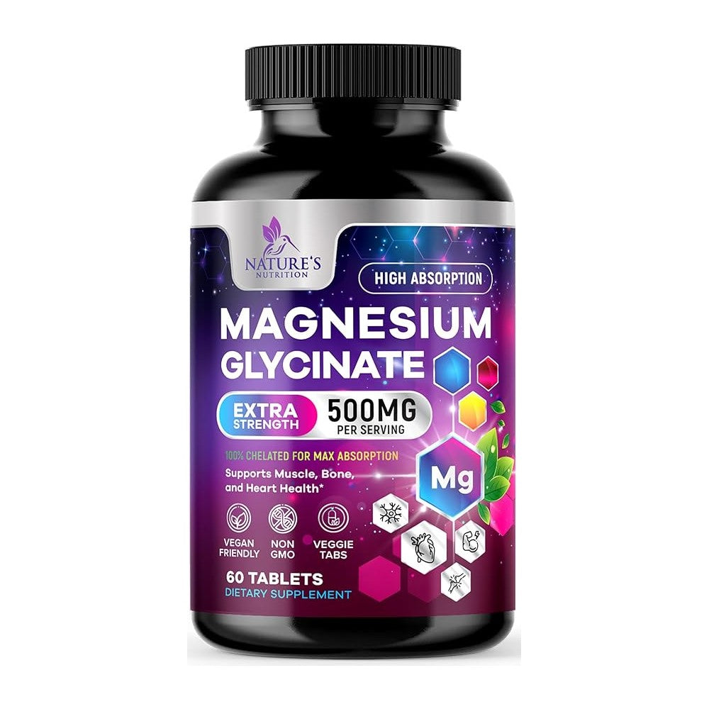 Nature's Nutrition Magnesium Glycinate Extra Strength 500mg – 60 Tablets