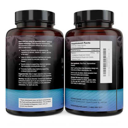 Nested Naturals Magnesium Glycinate Chelate Capsules - Helps In Muscle Cramping