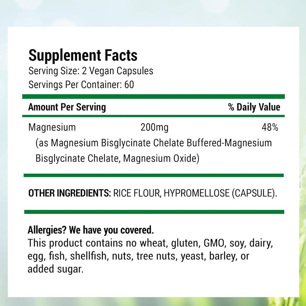 Nested Naturals Magnesium Glycinate Chelate Capsules - Helps In Muscle Cramping