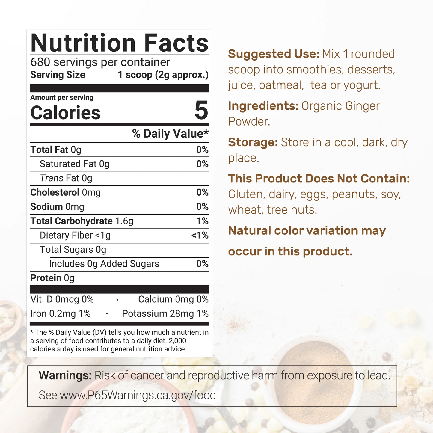 Deal Supplement Organic Fresh Ginger Powder, 3lbs