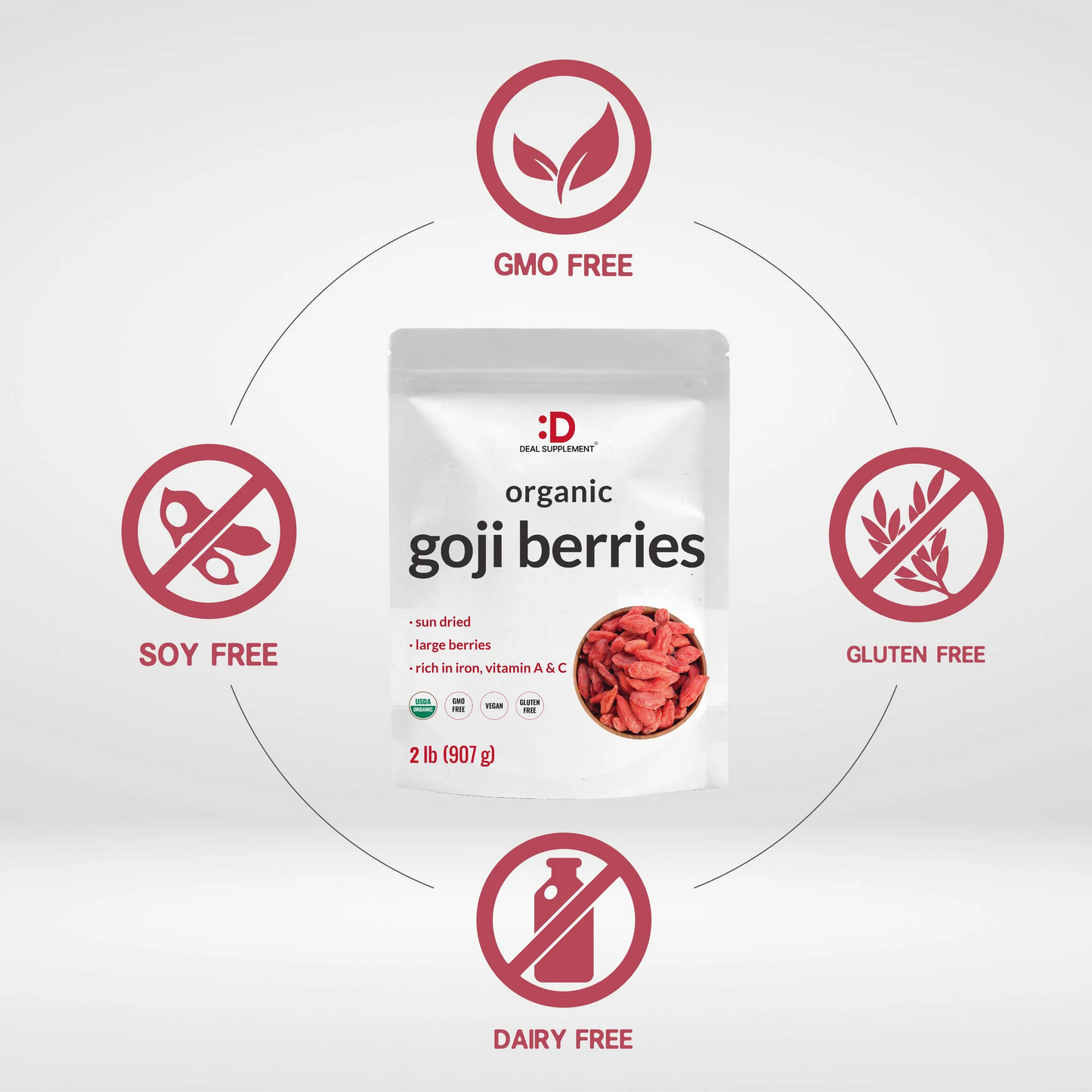 Deal Supplement Sun Dried Organic Goji Berries, 2lbs