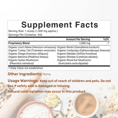 Deal Supplement Organic Mushroom Powder 10-in-1 blend 340g