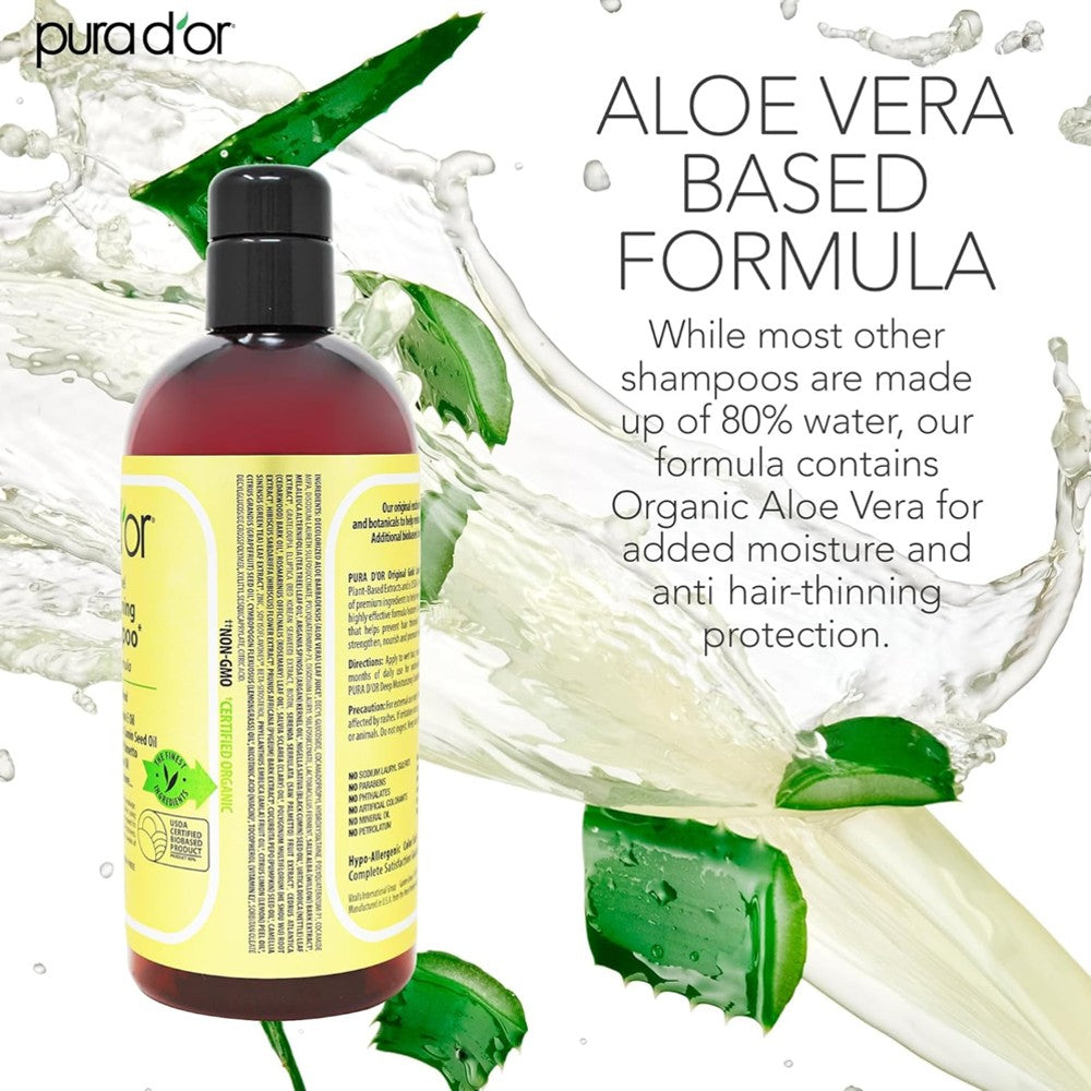 PURA D'OR Original Gold Label Anti Hair-Thinning Biotin Shampoo - 16oz for Men & Women