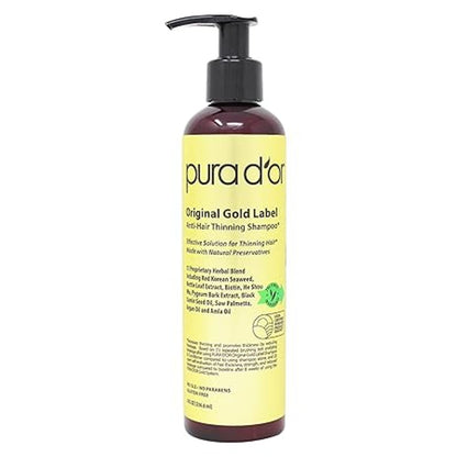 PURA D'OR Original Gold Label Anti Hair-Thinning Biotin Shampoo - 16oz for Men & Women