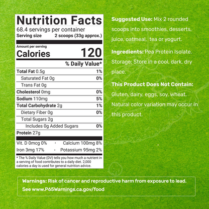 Deal Supplement Unflavored Pea Protein Powder, 5lbs