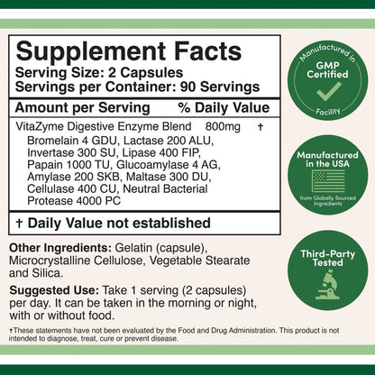 Double Wood Essential Digestive Enzymes – 800 Mg – 180 Capsules