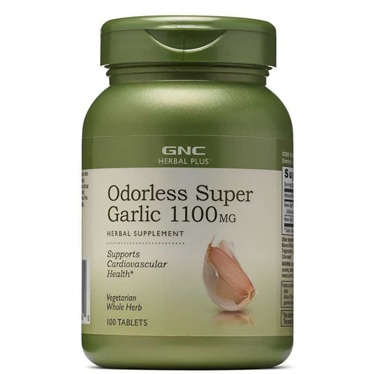 Gnc Herbal Plus Odorless Super Garlic 1100mg – Supports Cardiovascular Health, Vegetarian Whole Herb, 100 Tablets | Herbal Supplement