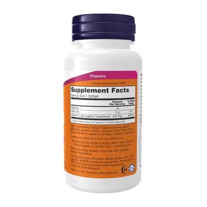 Now Foods E-1000 – 1,000 Iu Plant-Derived Vitamin E with Mixed Tocopherols – Antioxidant Protection – 50 Softgels