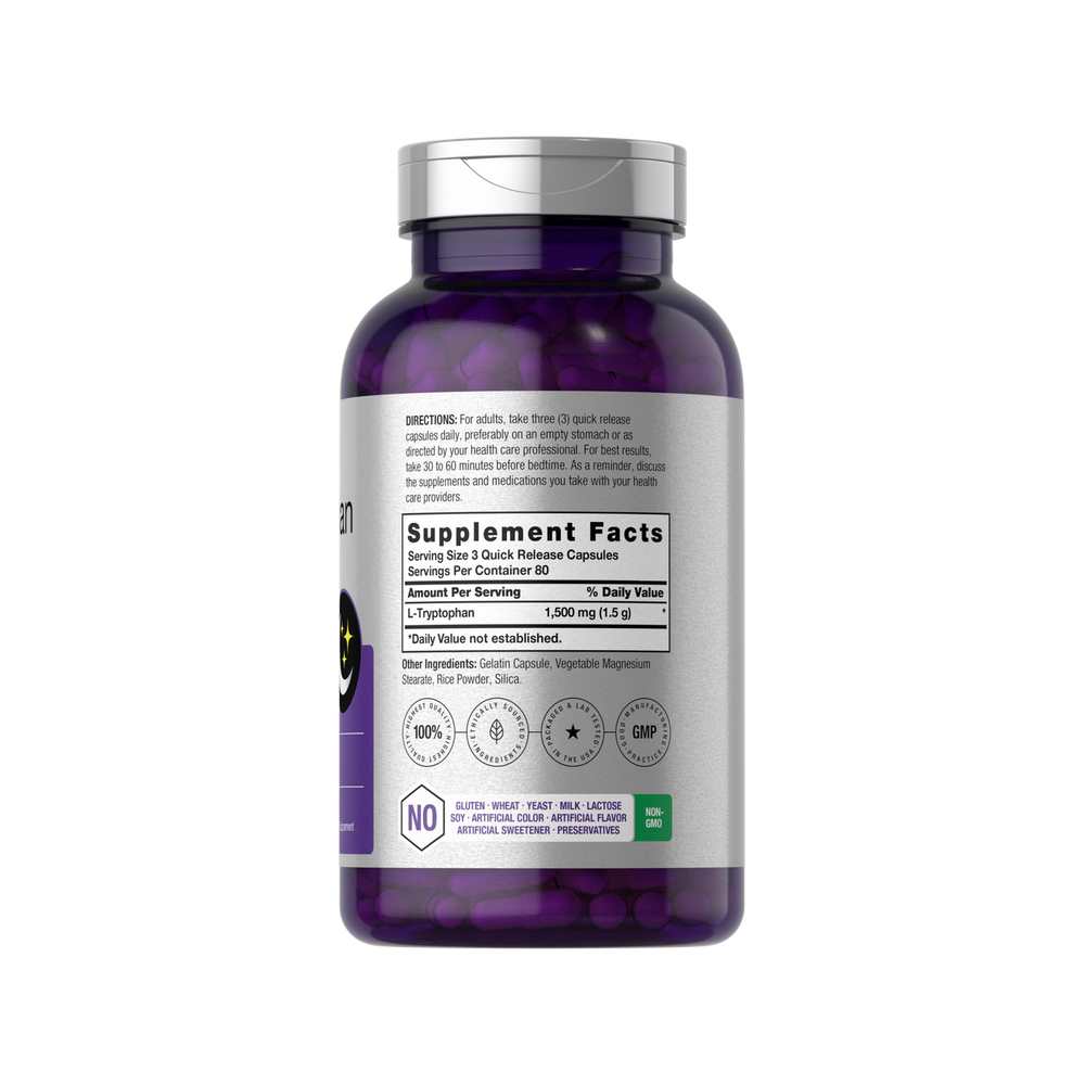 Horbäach L-Tryptophan 1500mg per Serving | 240 Capsules