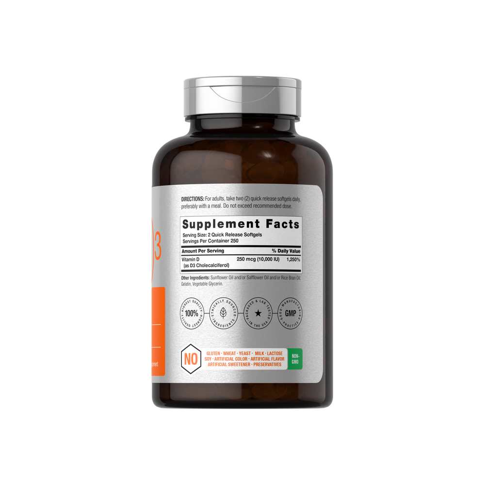 Horbäach Vitamin D 10000 Iu per Serving | 500 Softgels