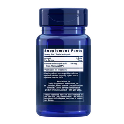 Life Extension Gaba (gamma-Aminobutyric Acid) – 60 Vegetarian Capsules