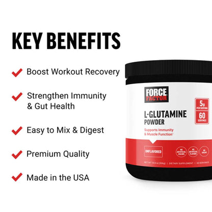 Force Factor L-Glutamine Powder – 306g (60 Servings)