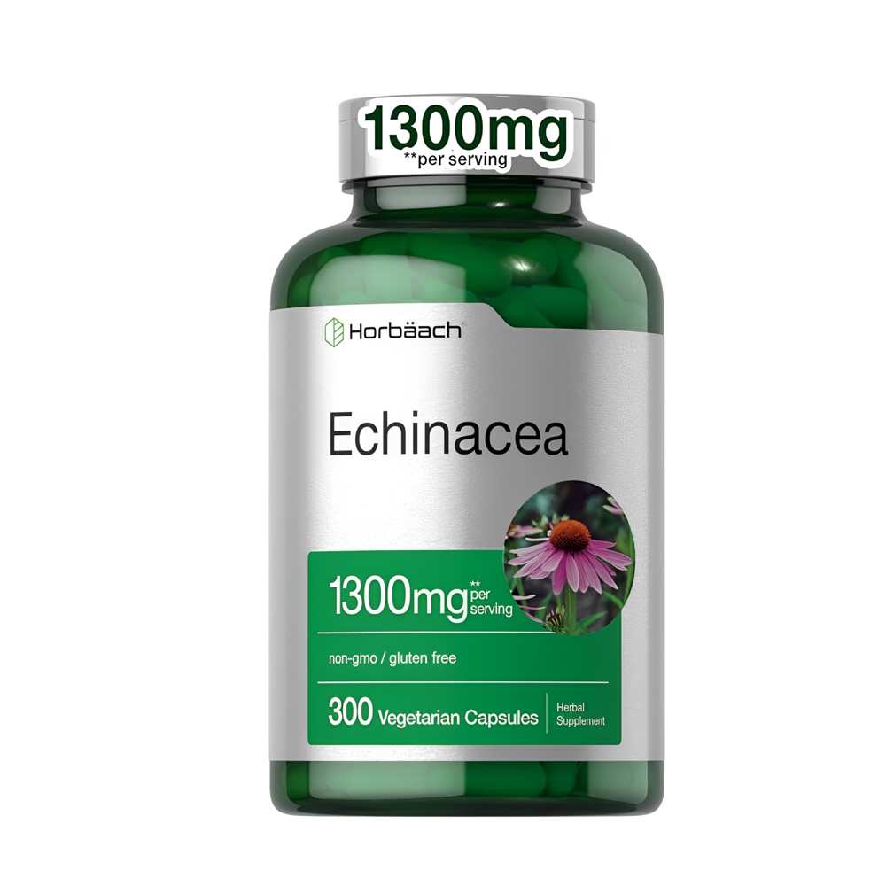 Horbäach Echinacea 1300mg – High-Potency Immune Support, 300 Vegetarian Capsules