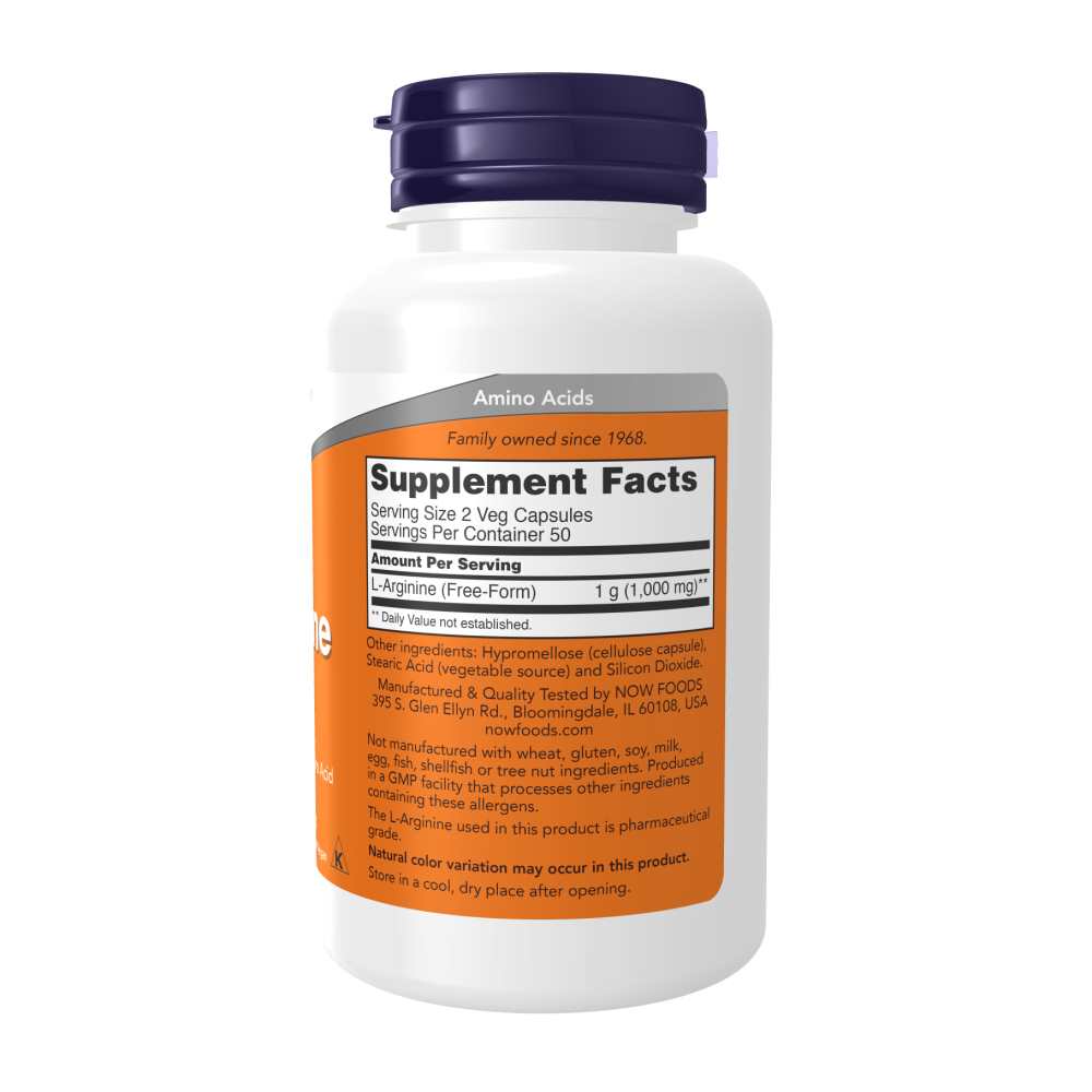 Now Foods L-Arginine 500 Mg – Nitric Oxide Precursor & Amino Acid Support – 100 Veg Capsules