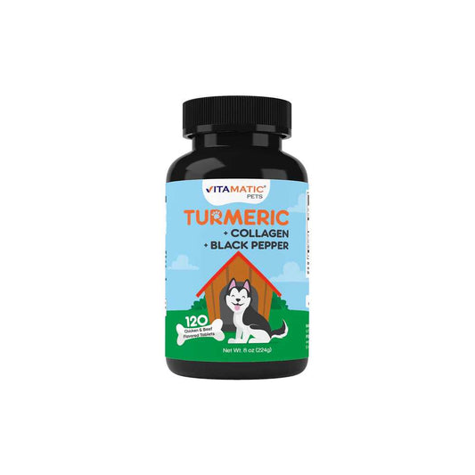 Vitamatic Turmeric for Dogs Anti Inflammatory Pain Relief 120 Chewable Tablets