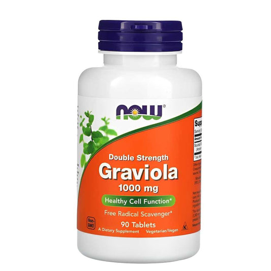 Now Foods Graviola 1000mg Double Strength – Healthy Cell Function & Free Radical Support (90 Vegan Tablets)