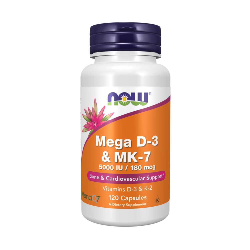 Now Foods Mega D-3 & Mk-7 – 5000 Iu Vitamin D3 + 180 Mcg Mk7 – 60 Capsules