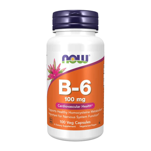 Now Foods B-6 – 100 Mg – Supports Homocysteine & Heart Health – 100 Veg Capsules
