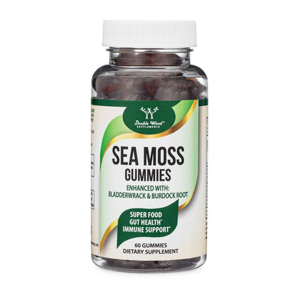Double Wood Sea Moss Gummies – Superfood Blend with Bladderwrack & Burdock Root | 60 Count