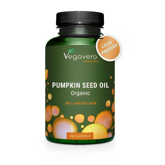 Vegavero Vegan Oils Organic Pumpkin Seed Oil – 45% Linoleic Acid, 180 Capsules