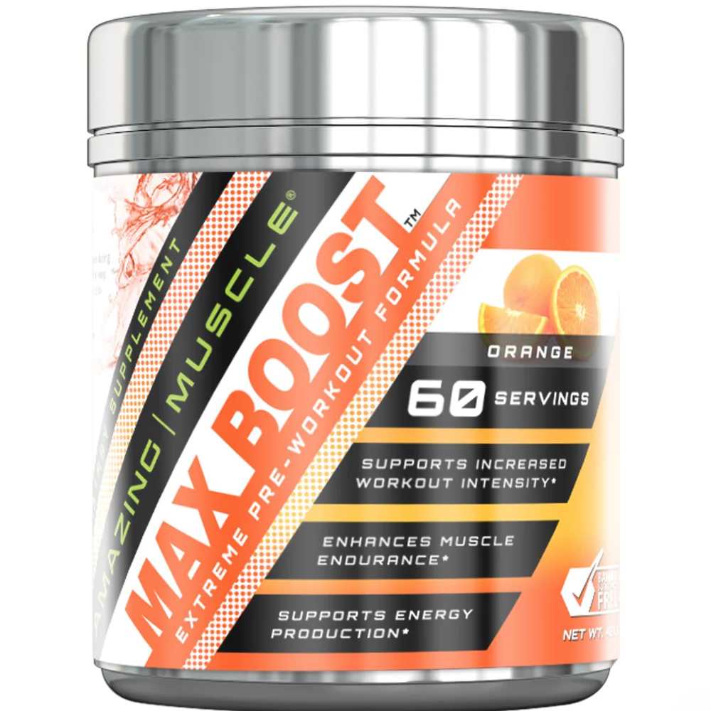 Amazing Muscle Max Boost Pre-Workout Formula Orange Flavor