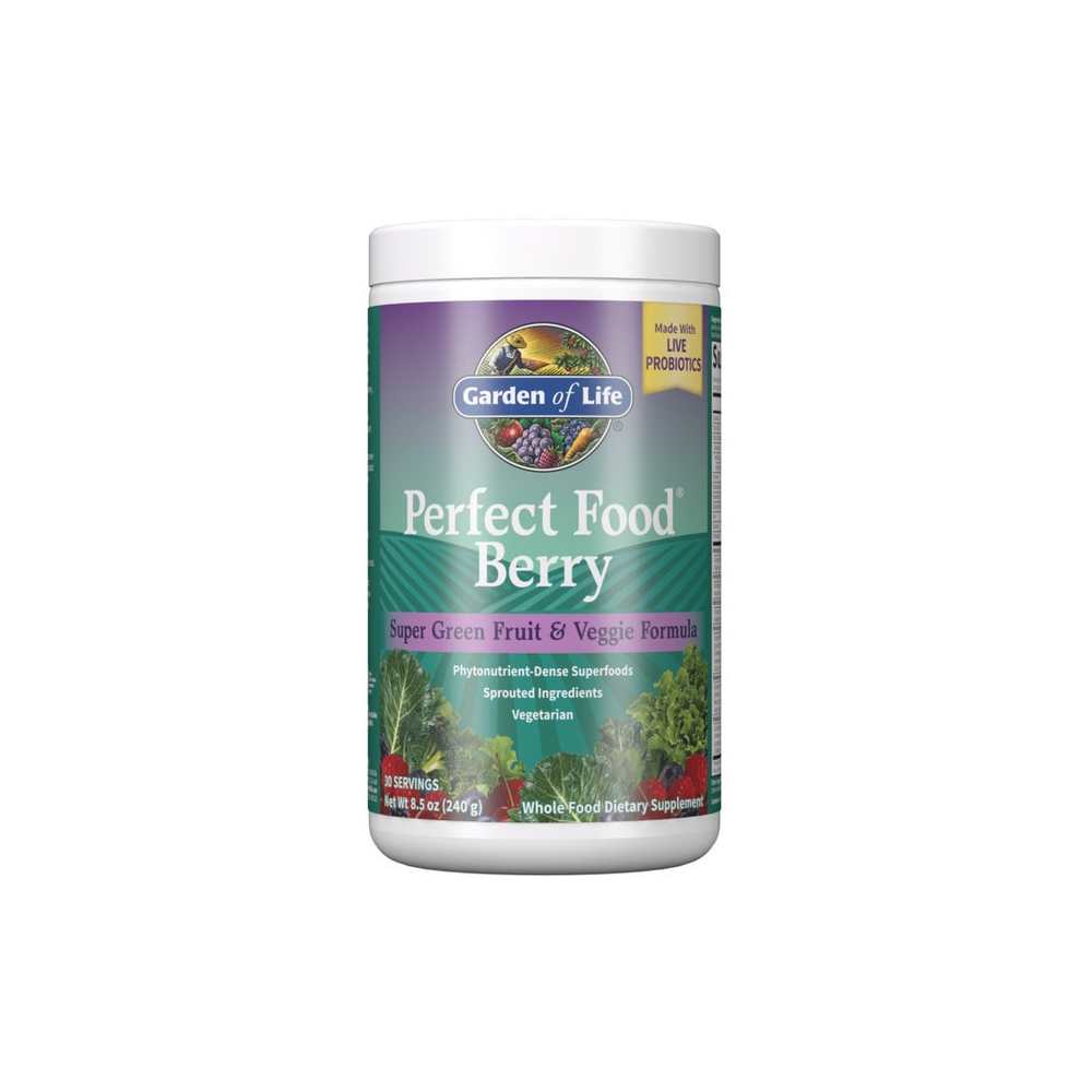 Garden of Life Perfect Food Berry Super Green Fruit & Veggie Formula 8.5oz (240g) Powder