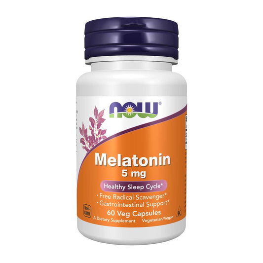 Now Foods Melatonin 5 Mg – Healthy Sleep Cycle & Antioxidant Support – 60 Veg Capsule