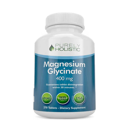 Purely Holistic Magnesium Glycinate 400mg – High Absorption 270 Tablets