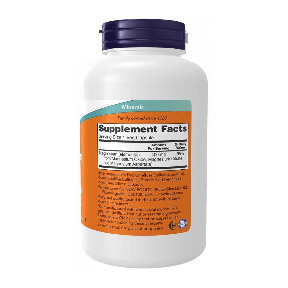 Now Foods Magnesium Caps 400 Mg – Nervous System & Enzyme Function Support – 180 Veg Capsules