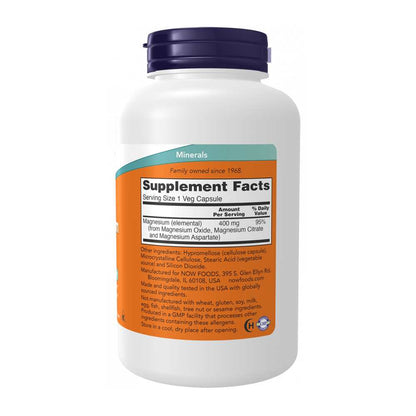 Now Foods Magnesium Caps 400 Mg – Nervous System & Enzyme Function Support – 180 Veg Capsules