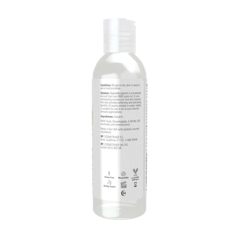 Now Foods Vegetable Glycerin – 100% Pure & Versatile Moisturizer – Skin & Hair Care Solution – 118 M L