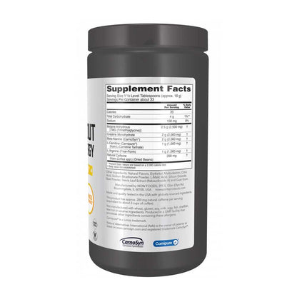 Now Sports Pre-Workout Advanced Energy Powder 600g