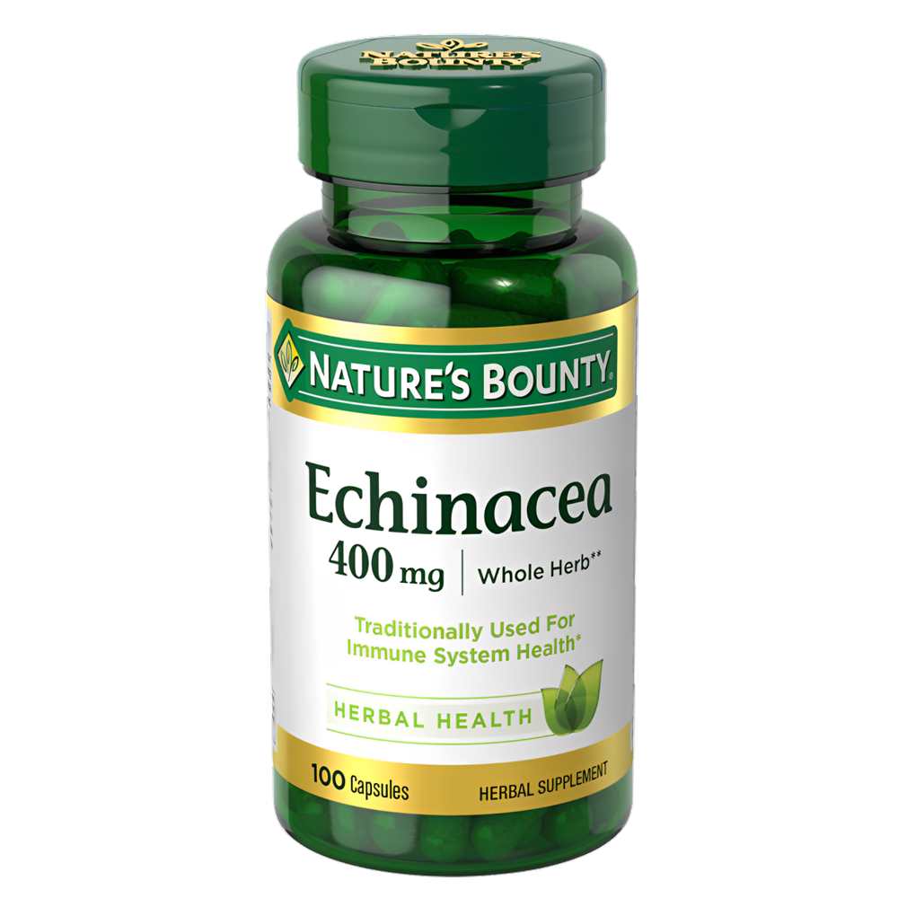 Nature's Bounty Echinacea 400mg – Whole Herb Immune Support, 100 Capsules