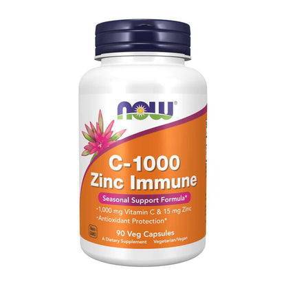 Now Foods C-1000 Zinc Immune – Vitamin C 1000mg + Zinc 15mg – 90 Veg Capsules