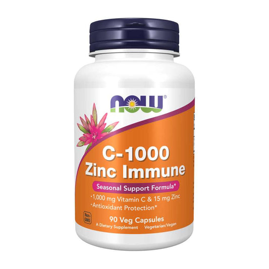 Now Foods C-1000 Zinc Immune – Vitamin C 1000mg + Zinc 15mg – 90 Veg Capsules