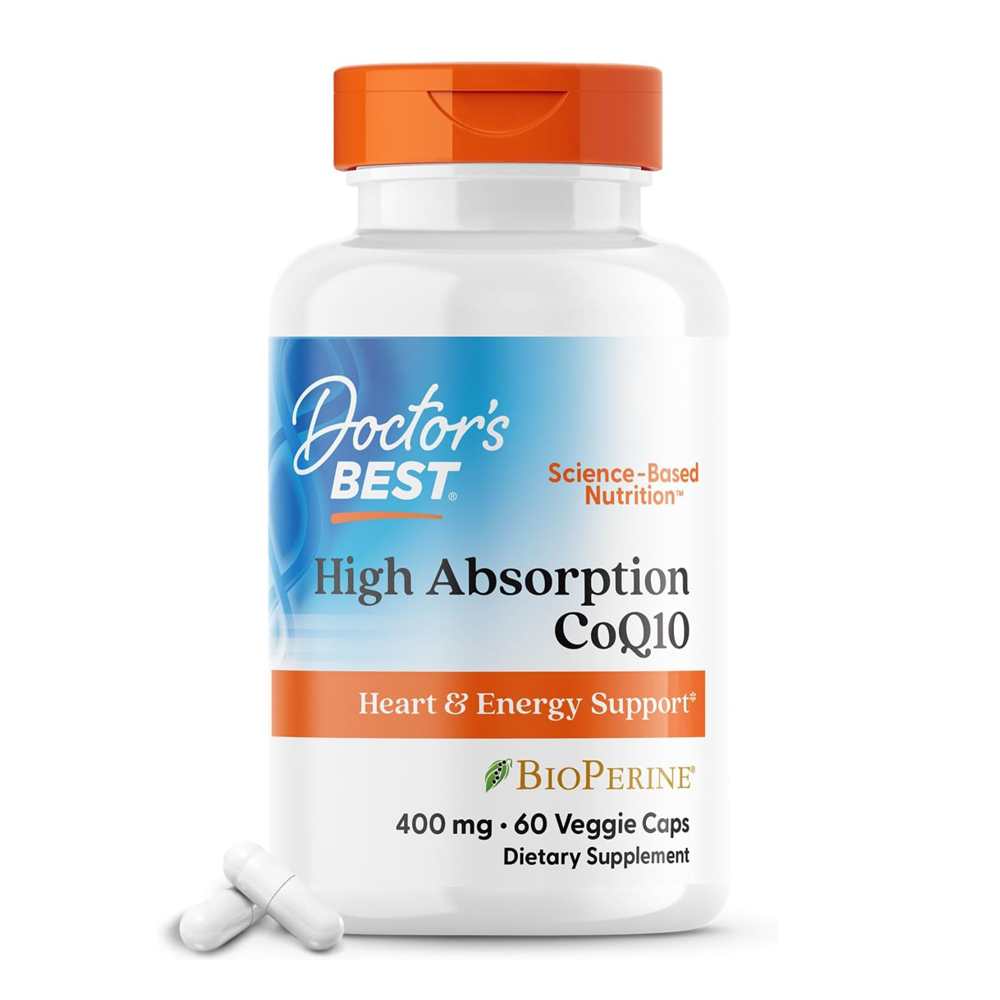 Doctor's Best High Absorption Co Q10 with Bio Perine, 400 Mg, 60 Veggie Caps