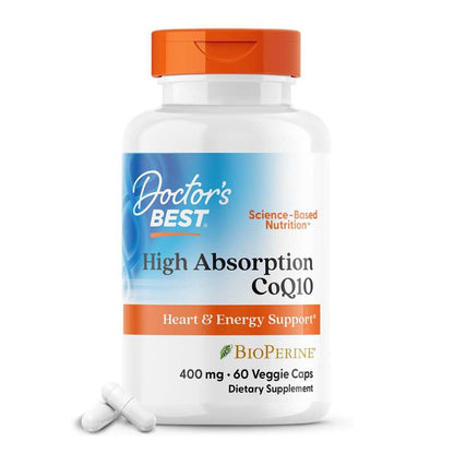 Doctor's Best High Absorption Co Q10 with Bio Perine, 400 Mg, 60 Veggie Caps