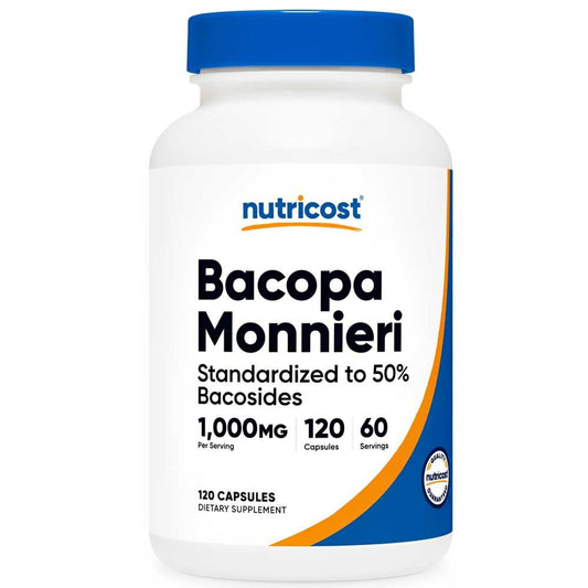 Nutricost Bacopa Monnieri 1000mg – Standardized to 50% Bacosides, 120 Capsules, Cognitive & Memory Support Supplement