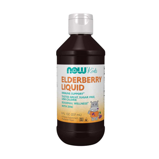 Now Foods Elderberry Liquid for Kids – Immune Support with Zinc – Sugar-Free, Low-Calorie Formula – 8 Fl Oz 237ML